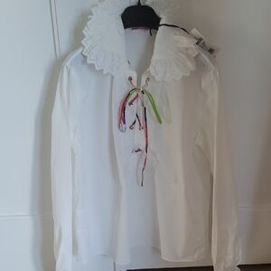 Emilio Pucci White Blouse with Multicolor Ties